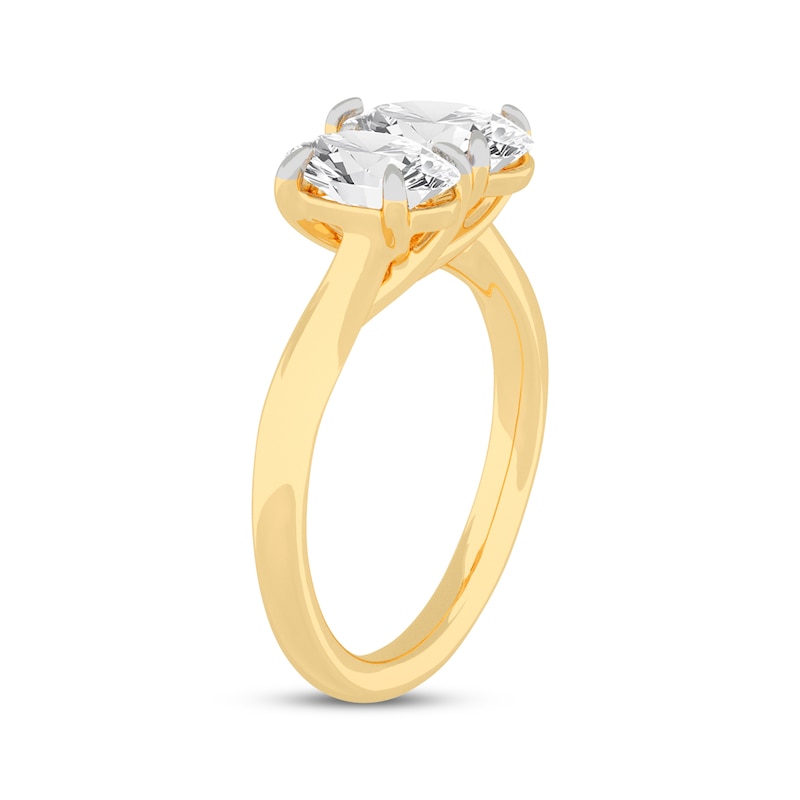 Toi et Moi Pear-Shaped & Oval-Cut Lab-Created Diamond Engagement ring 2 ct tw in 14K Yellow Gold