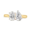 Thumbnail Image 2 of Toi et Moi Pear-Shaped & Oval-Cut Lab-Created Diamond Engagement ring 2 ct tw in 14K Yellow Gold