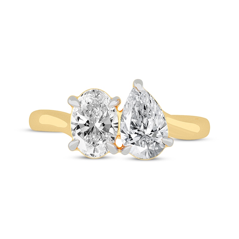 Toi et Moi Pear-Shaped & Oval-Cut Lab-Created Diamond Engagement ring 2 ct tw in 14K Yellow Gold