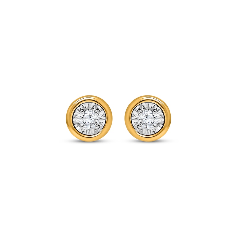 Round-Cut Diamond Bezel-Look Solitaire Stud Earrings 1/5 ct tw 10K Yellow Gold (J/I3)