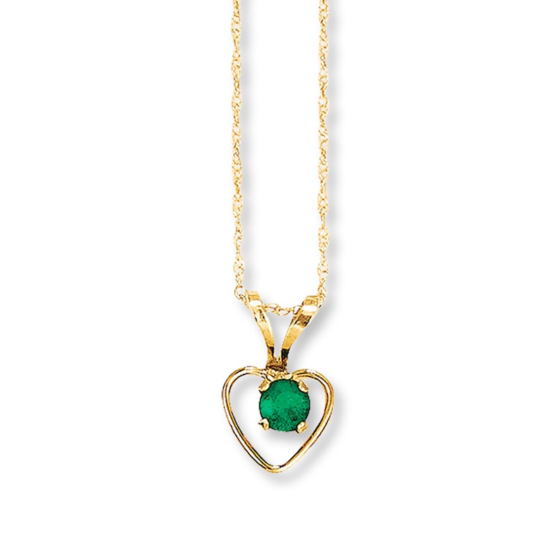 Natural Emerald Necklace 14K Yellow Gold 15"