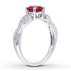 Thumbnail Image 2 of Lab-Created Ruby Ring 1/15 ct tw Diamonds 10K White Gold