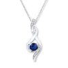 Thumbnail Image 0 of Lab-Created Sapphires Diamond Accents Sterling Silver Necklace