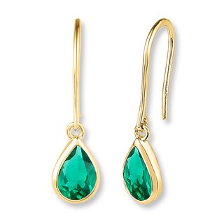 earrings gold drop sapphire ruby emerald created lab yellow 10k kay
