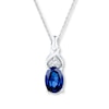 Thumbnail Image 0 of Lab-Created Sapphire Diamond Accent 10K White Gold Necklace