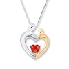 Thumbnail Image 0 of Mother/Child Necklace Lab-Created Ruby Sterling Silver/10K Gold