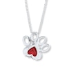 Thumbnail Image 3 of Paw Necklace Heart-Shaped Lab-Created Ruby Sterling Silver
