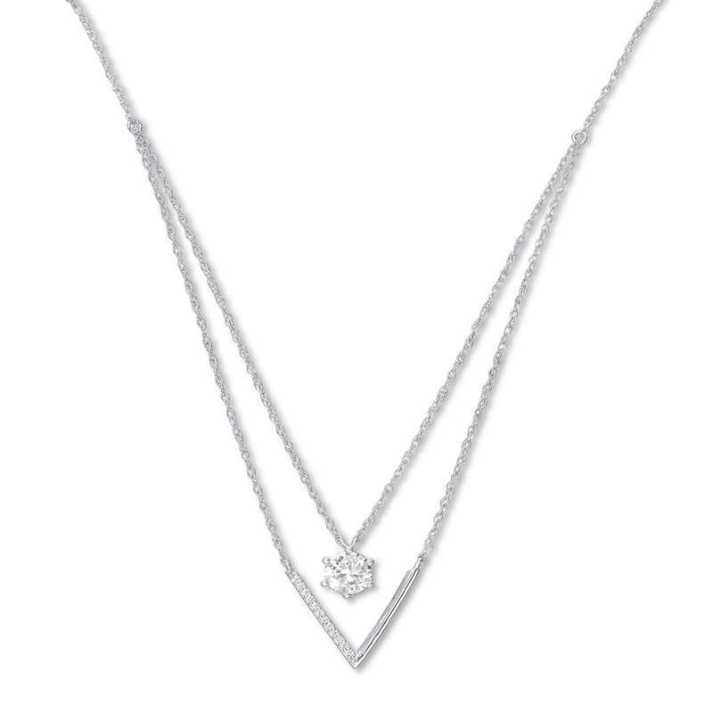 Layered Necklace Lab-Created White Sapphires Sterling Silver