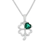 Thumbnail Image 0 of Four-Leaf Clover Necklace Lab-Created Emerald Sterling Silver
