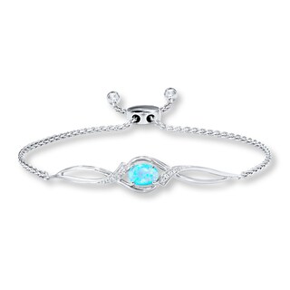Lab Created Blue Opal Bolo Bracelet Sterling Silver Kay Lab Created Blue Opal Bolo Bracelet Sterling Silver Kay