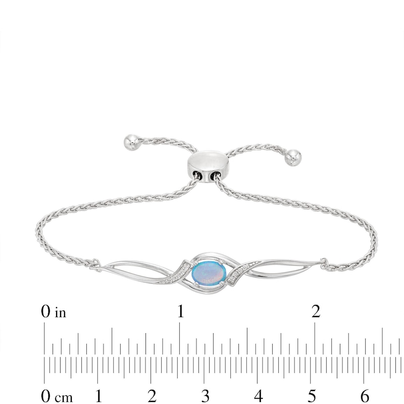 Lab-Created Blue Opal Bolo Bracelet Sterling Silver