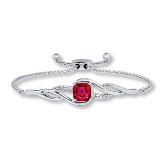 Lab-Created Ruby Bolo Bracelet Sterling Silver|Kay