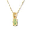 Thumbnail Image 1 of Lab-Created Emerald Necklace Diamond Accents 10K Yellow Gold