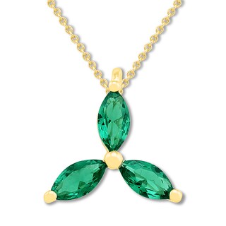 10k emerald necklace yellow gold kay lab created