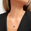 Thumbnail Image 1 of Blue Lab-Created Sapphire Solitaire Necklace Round-cut Sterling Silver 18"