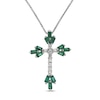 Thumbnail Image 0 of Lab-Created Emerald & White Lab-Created Sapphire Cross Necklace Sterling Silver 18"