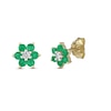 Thumbnail Image 0 of Emerald Stud Earrings 1/20 ct tw Diamonds 10K Yellow Gold
