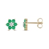 Thumbnail Image 2 of Emerald Stud Earrings 1/20 ct tw Diamonds 10K Yellow Gold