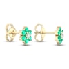 Thumbnail Image 3 of Emerald Stud Earrings 1/20 ct tw Diamonds 10K Yellow Gold