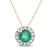 Thumbnail Image 0 of Certified Emerald & Diamond Necklace 1/15 ct tw 14K Yellow Gold 18"