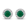 Thumbnail Image 0 of Certified Emerald & Diamond Earrings 1/8 ct tw 14K White Gold