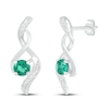 Thumbnail Image 0 of Lab-Created Emerald & Diamond Earrings 1/20 ct tw 10K White Gold