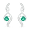 Thumbnail Image 2 of Lab-Created Emerald & Diamond Earrings 1/20 ct tw 10K White Gold
