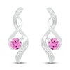 Thumbnail Image 2 of Pink Lab-Created Sapphire & Diamond Earrings 1/20 ct tw 10K White Gold