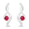 Thumbnail Image 2 of Lab-Created Ruby & Diamond Earrings 1/20 ct tw 10K White Gold