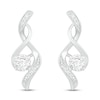 Thumbnail Image 2 of White Lab-Created Sapphire & Diamond Earrings 1/20 ct tw 10K White Gold