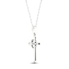 Thumbnail Image 3 of Blue Sapphire & Diamond Cross Necklace 1/20 ct tw 10K White Gold 18"