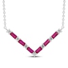Thumbnail Image 0 of Lab-Created Ruby & White Lab-Created Sapphire Necklace Sterling Silver 18"
