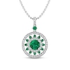 Thumbnail Image 0 of Lab-Created Emerald & White Lab-Created Sapphire Medallion Necklace Sterling Silver 18"