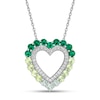 Thumbnail Image 0 of Vibrant Shades Peridot, Lab-Created Emerald, Green Quartz, White Lab-Created Sapphire Heart Necklace Sterling Silver 18"