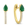 Thumbnail Image 0 of Emerald Hoop Earrings 1/8 ct tw Diamonds 10K Yellow Gold