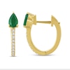 Thumbnail Image 1 of Emerald Hoop Earrings 1/8 ct tw Diamonds 10K Yellow Gold