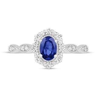 Blue/White Lab-Created Sapphire Ring Sterling Silver