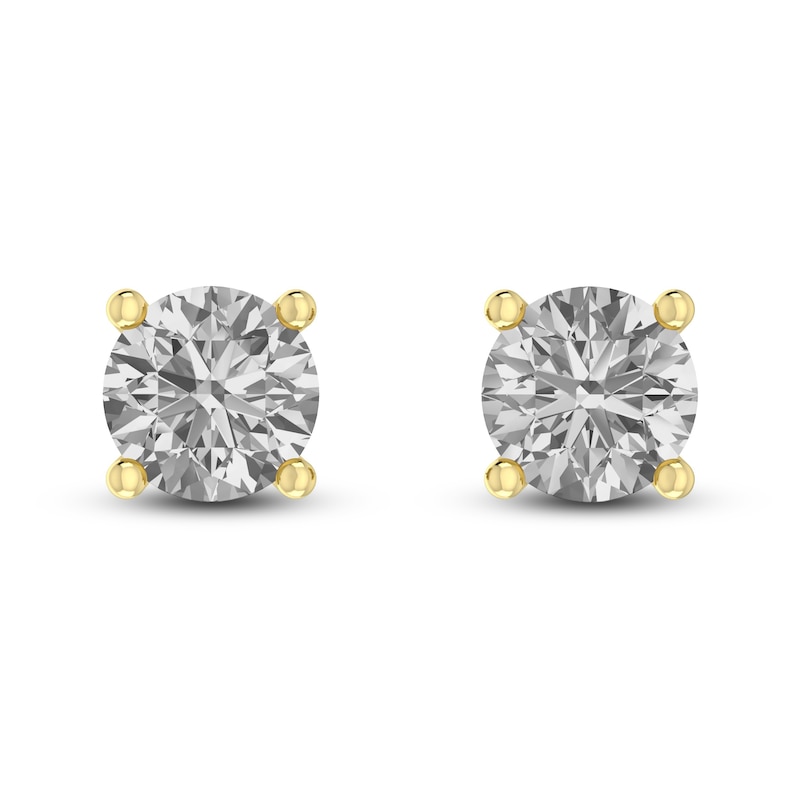 White Lab-Created Sapphire Solitaire Earrings 10K Yellow Gold