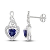 Thumbnail Image 0 of Blue Lab-Created Sapphire & Diamond Heart Earrings 1/8 ct tw Heart/Round-Cut Sterling Silver