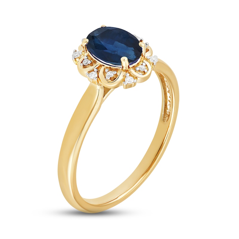 Blue Sapphire & Diamond Ring 1/20 ct tw 10K Yellow Gold