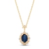 Thumbnail Image 0 of Blue Sapphire & Diamond Flower Necklace 1/20 ct tw Round-cut 10K Yellow Gold 18"