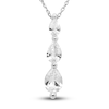 Thumbnail Image 0 of White Lab-Created Sapphire Three-Stone Necklace Sterling Silver 18"
