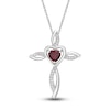 Thumbnail Image 0 of Lab-Created Ruby & White Lab-Created Sapphire Cross Necklace Sterling Silver 18"