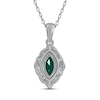 Thumbnail Image 2 of Lab-Created Emerald & White Lab-Created Sapphire Necklace Sterling Silver 18"