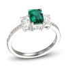 Thumbnail Image 0 of Lab-Created Emerald & White Lab-Created Sapphire Three-Stone Ring Sterling Silver