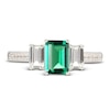 Thumbnail Image 1 of Lab-Created Emerald & White Lab-Created Sapphire Three-Stone Ring Sterling Silver