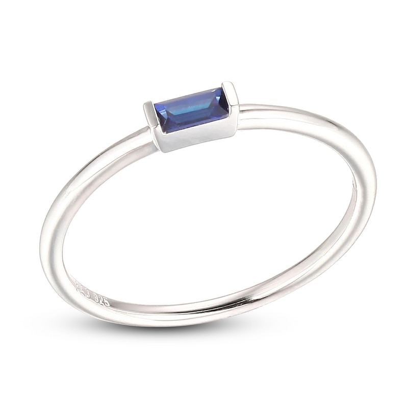 Blue Lab-Created Sapphire Baguette Ring Sterling Silver