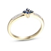 Thumbnail Image 0 of Blue Sapphire & Diamond Dainty Flower Ring Round-cut 10K Yellow Gold