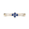 Thumbnail Image 1 of Blue Sapphire & Diamond Dainty Flower Ring Round-cut 10K Yellow Gold
