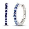 Thumbnail Image 0 of Blue Lab-Created Sapphire Dainty Hoop Earrings Sterling Silver